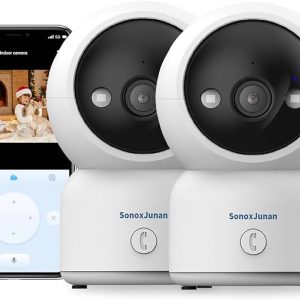 2K Indoor Security Camera No Monthly Fee, PTZ Camera, Support 2.4Ghz/5Ghz WiFi, Night Vision, Motion Detection for Baby and Pet, Support Cloud Storage and SD Card Storage, 2 Cameras